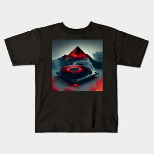 Turntable Under a Volcano Kids T-Shirt